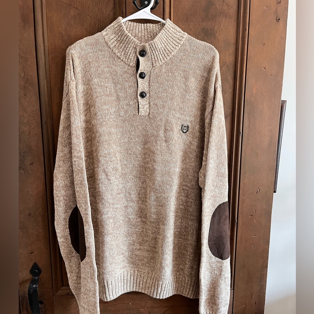 CHAPS MOCK NECK WITH ELBOW PADS